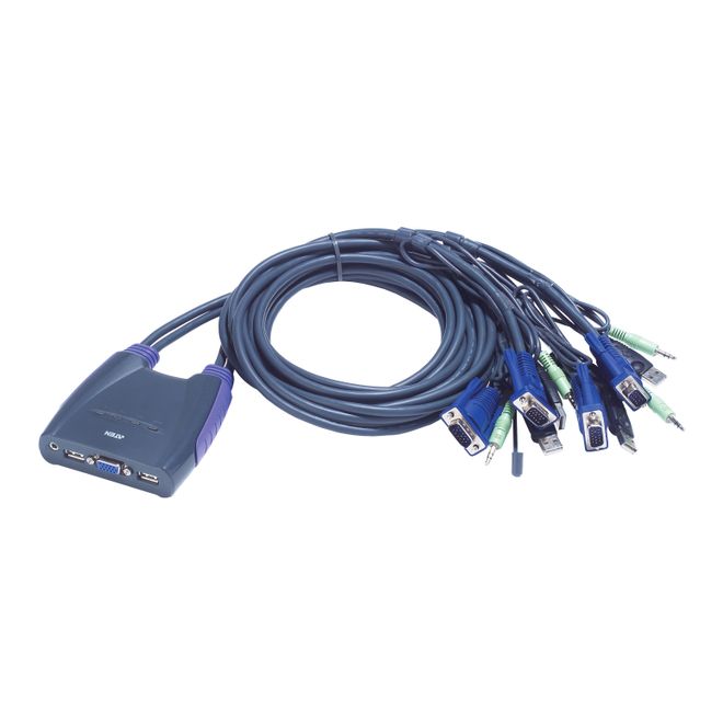 Aten-CS64US 4'lü USB VGA KVM switch,kablolarıyala