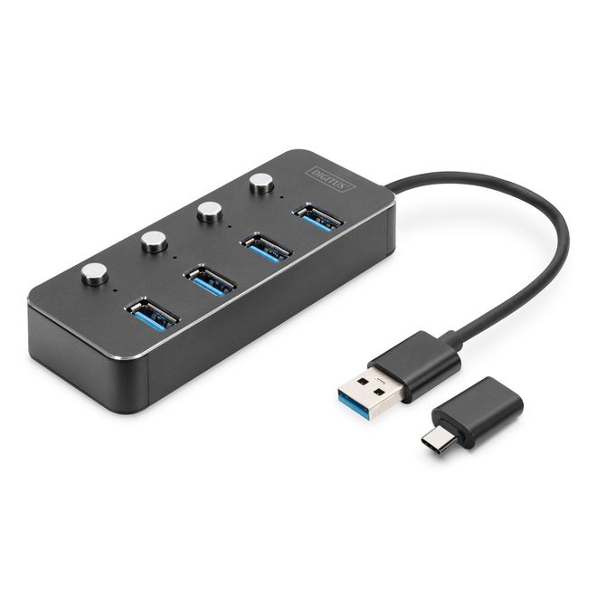 DIGITUS DA-70247 4'LÜ USB3.0 HUB,ALÜMİNYUM