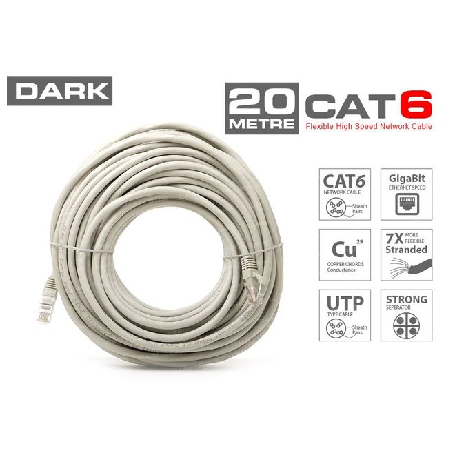 DARK DK-CB-NT6U2000G 20m CAT 6 PATCH KABLO,GRİ,