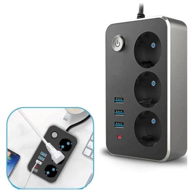 GOBAX MG-103 TERMAL AKIM KORUMALI 3 PRİZ+3USB,2m,