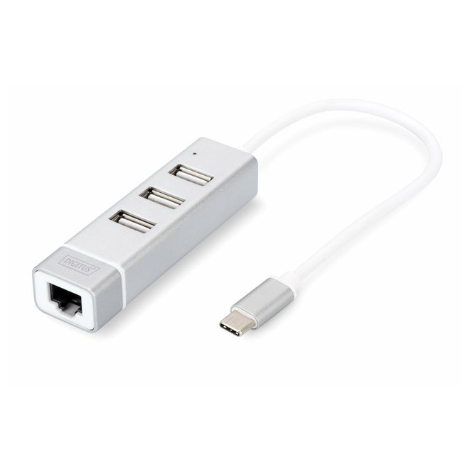 Digitus DA-70253 Tip-C=>3'lü USB2.0 hub+gigabit et