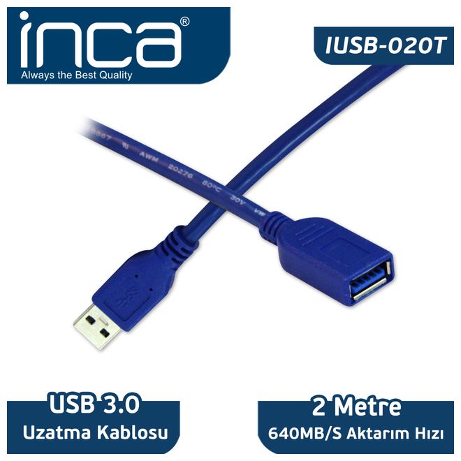 Inca IUSB-020T 2m USB 3.0 Uzatma kablosu