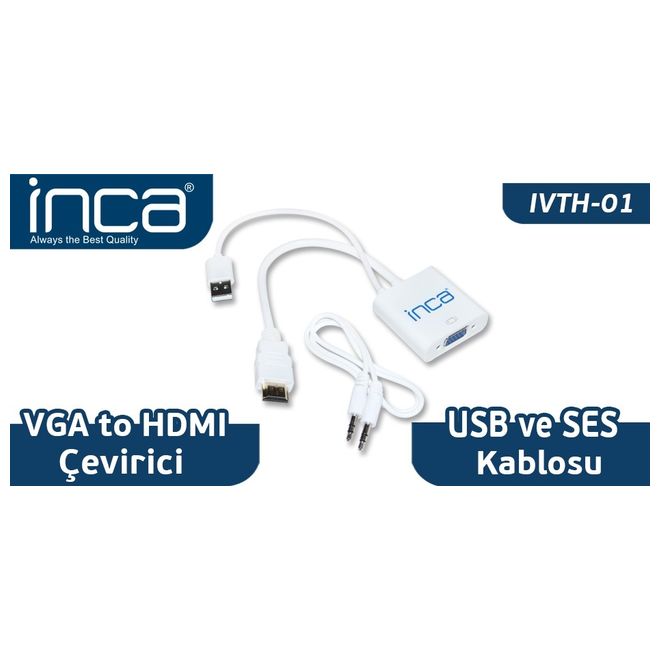 INCA IVTH-01 VGA=> HDMI ÇEVİRİCİ+SES KABLOSU