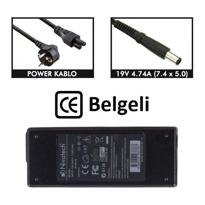 Nivatech BC912 HP 19V 4,74A (7,4*5,0mm) Adaptör