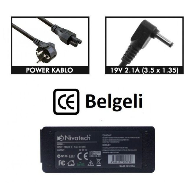 Nivatech BC963 CASPER 19V 2,1A (3,5*1,355mm) Adapt