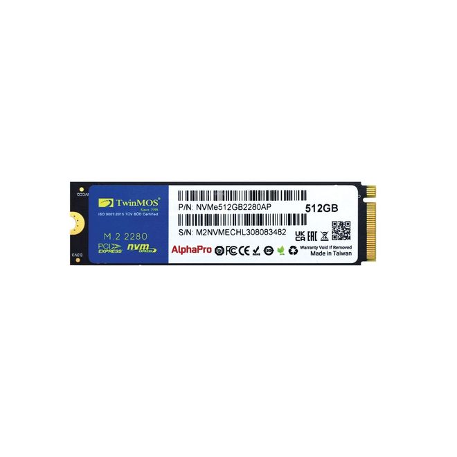 TWINMOS 512GB M.2 PCIe Gen3 NVMe SSD 3600-3250Mb