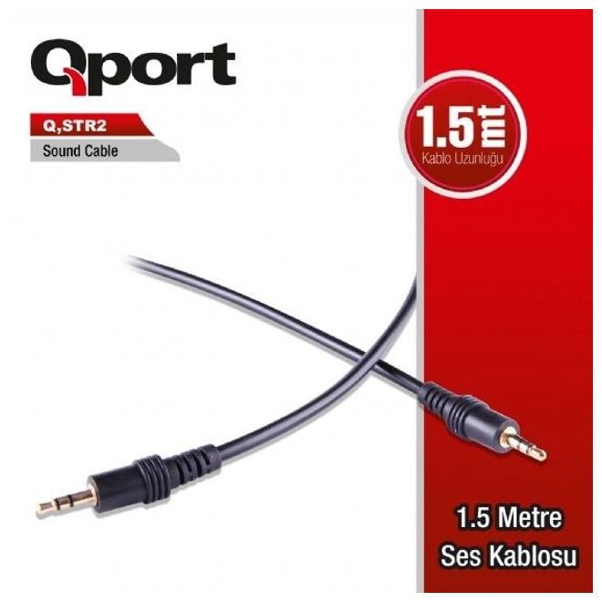 QPORT Q-STR2 3,5mm STEREO ERKEK SES KABLOSU 1,5m