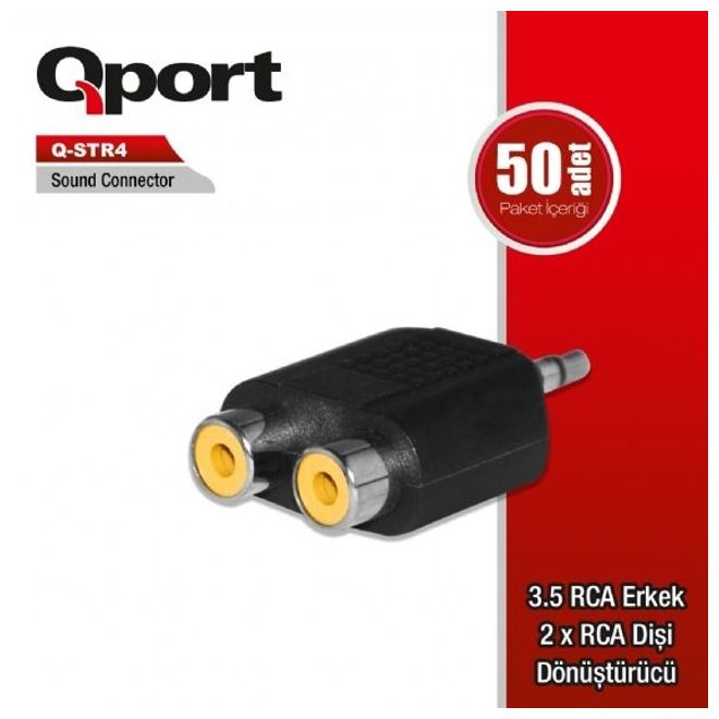 QPORT Q-STR4 3,5mm RCA ERKEK=>2*RCA DİŞİ ÇEVİRİCİ