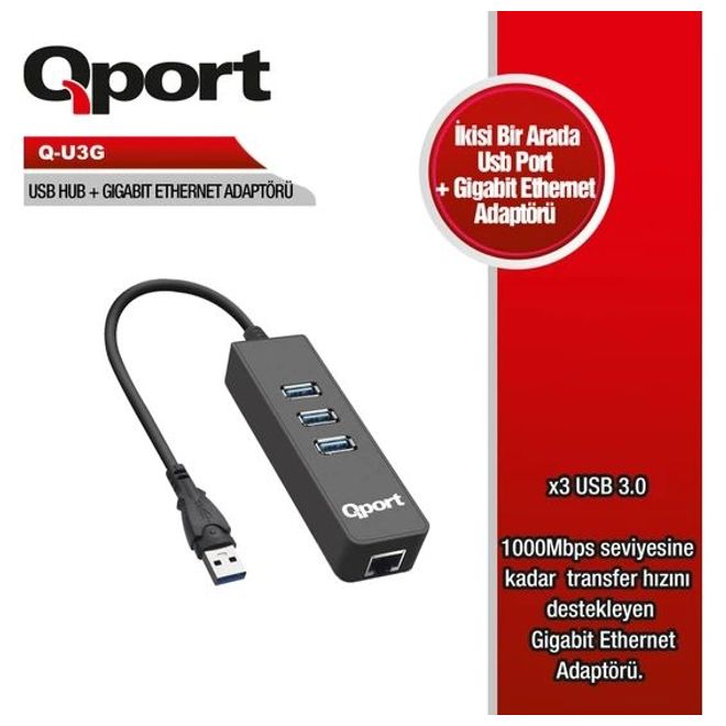 Qport Q-U3G USB3.0=>Gigabit ethernet+3*USB3.0 hub