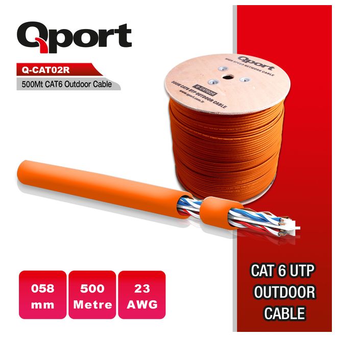 QPORT Q-CATO2R 500m CAT6 DIŞ ORTAM TURUNCU,23AWG