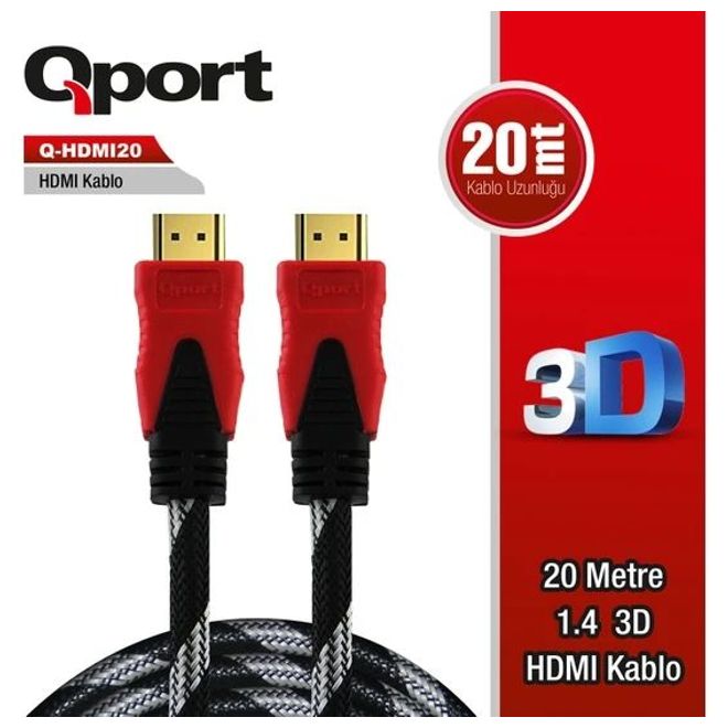 QPORT Q-HDMI20 20,0m HDMI KABLO,ALTIN UÇLU