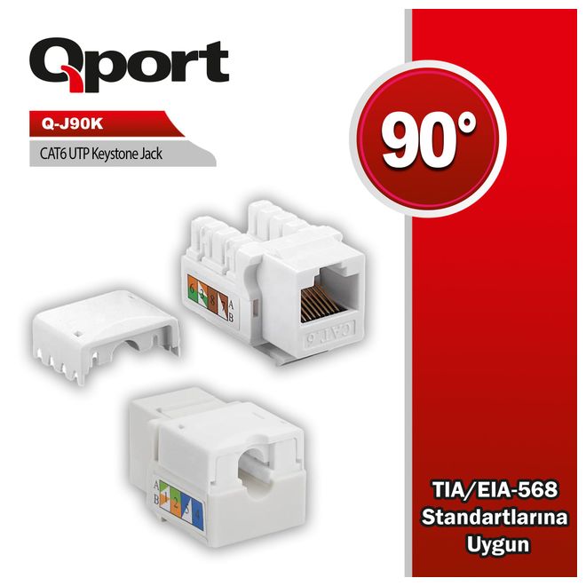 QPORT Q-J90K  CAT6 90 DERE KEYSTONE JACK