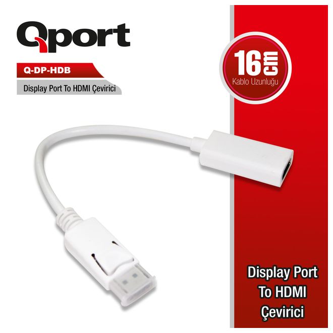 QPORT  Q-DP-HDB DP (E)=>HDMI(D) ÇEVİRİCİ,4K