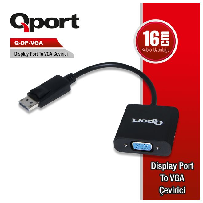 QPORT Q-DP-VGA DISPLAYPORT => VGA Çevirici Adaptör