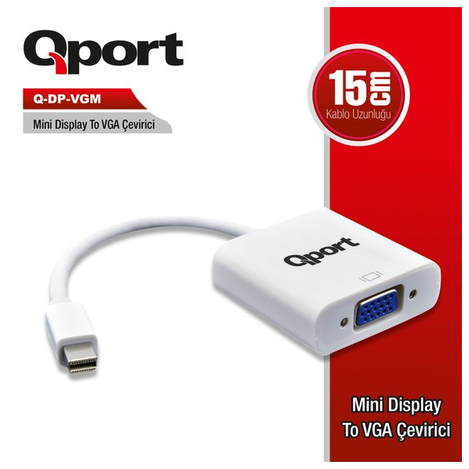 QPORT Q-DP-VGM MİNİ DISPLAYPORT=> VGA Çevirici