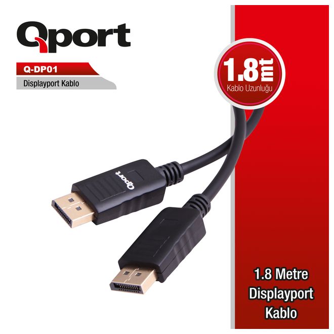 QPORT Q-DP01 1,8m DP KABLO(YENİ EKRAN KARTLARINA