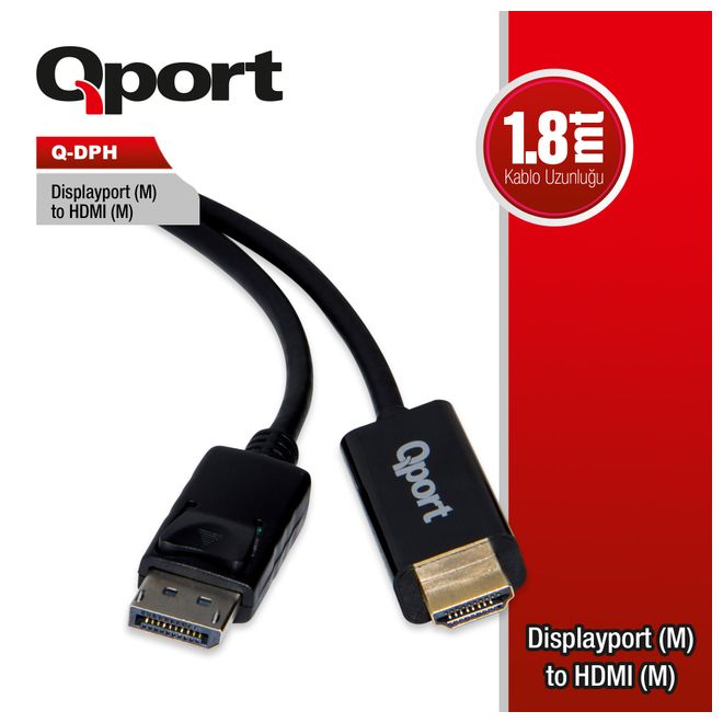 QPORT Q-DPH DISPLAYPORT => HDMI Çevirici Adaptör