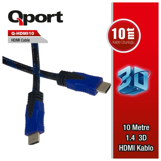 QPORT Q-HDMI10 10,0m HDMI KABLO,ALTIN UÇLU