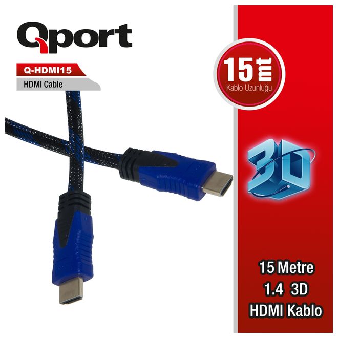 QPORT Q-HDMI15 15,0m HDMI KABLO,ALTIN UÇLU