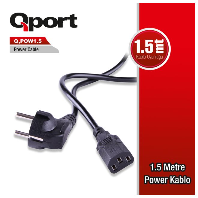 QPORT Q-POW1.5 1,5m POWER KABLOSU.BAKIR,075mm