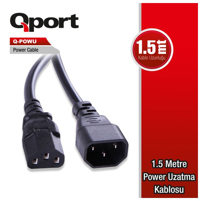 QPORT Q-POWU 1,5m POWER UZATMA KABLOSU,BAKIR,075mm