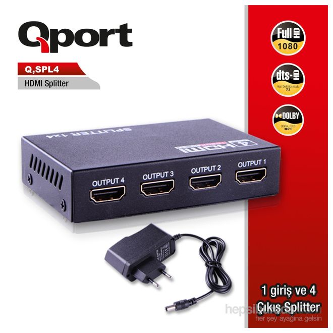 QPORT Q-SPL4 4'LÜ HDMI ÇOKLAYICI.FULL HD