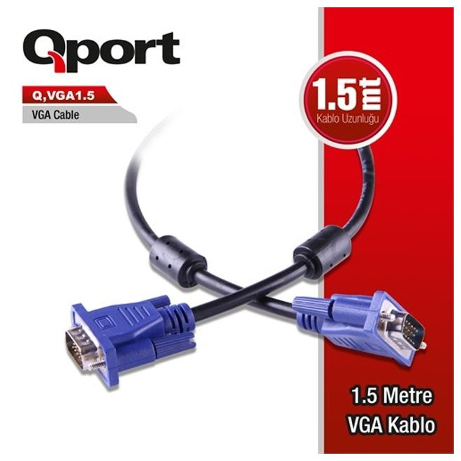 QPORT Q-VGA1.5 1,5 m VGA (Monitör)KABLOSU ,FİLTREL