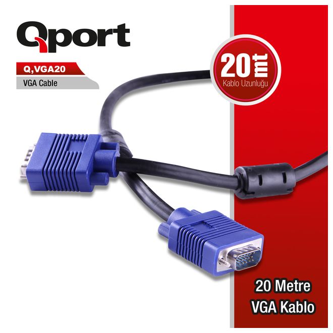 QPORT Q-VGA20 20,0m VGA (Monitör)KABLOSU ,FİLTRELİ