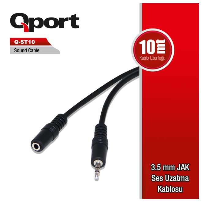 QPORT QST-10 10,0m 3,5mm JAK SES UZATMA KABLOSU