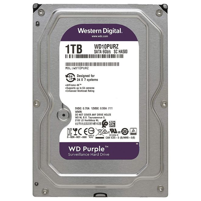 WD 3,5" 1TB 5400RPM SATA3 64MB WD10PURZ GÜVENLİK