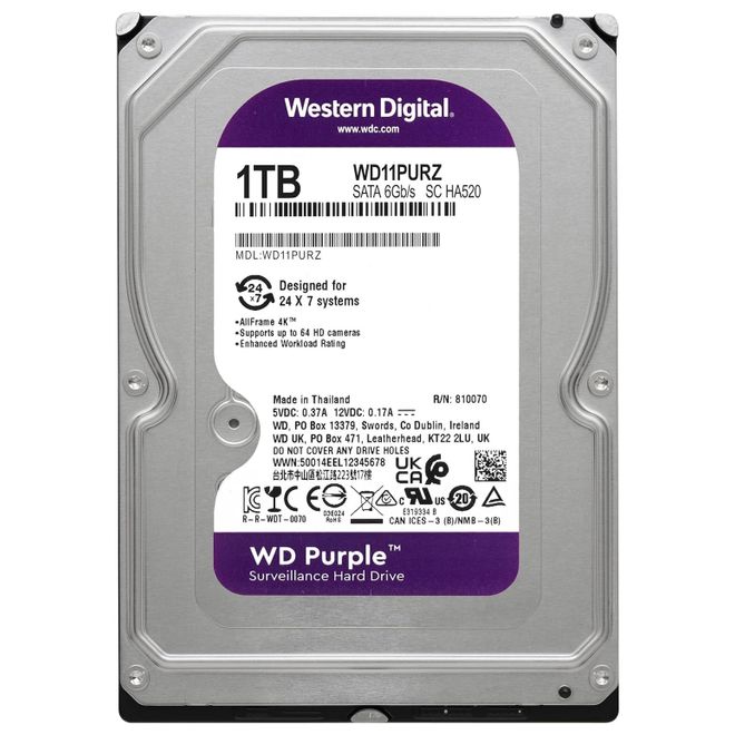 WD 1 TB PURPLE 64MB 180TB/Y 7/24 WD11PURZ