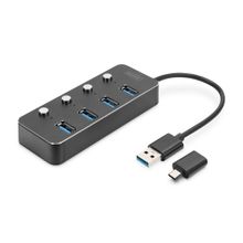 DIGITUS DA-70247 4'LÜ USB3.0 HUB,ALÜMİNYUM