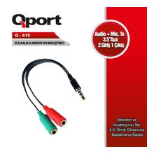 QPORT Q-A15 MİKROFON+KULAKLIK=>3,5mm RCA ERKEK