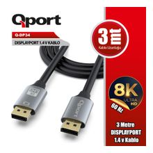 Qport Q-DP34 3m Displayport 1,4V kablo