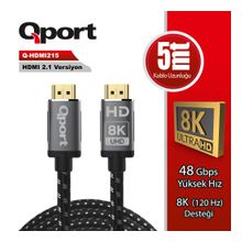 QPORT Q-HDMI215 5m HDMI 2.1V 8K ALTIN UÇLU ÖRGÜLÜ