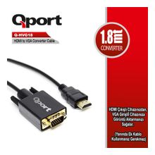 QPORT Q-HVG18 HDMI=>VGA 1,8m ÇEVİRİCİ KABLO