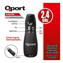 QPORT Q-SUN400 2.4GHZ USB LAZERLİ SUNUM KUMANDASI