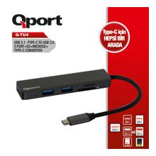 Q-PORT Q-TU4 TYPE C=>USB3.0+SD+MSD+TYPE C(D)ÇEVİRİ