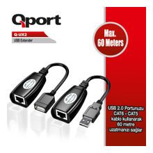 QPORT Q-UX2 50m USB UZATMA CAT5-CAT6,2Lİ PAKET