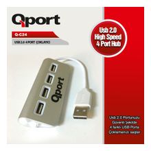 Qport Q-C24  4'lü USB2.0 metal kasa çoklayıcı hub