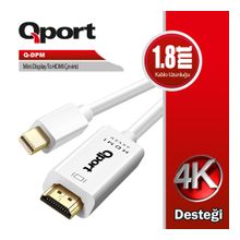 QPORT Q-DPM 1,8m MİNİ DİSPLAY PORT=>HDMI KABLO