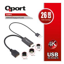 QPORT Q-DPX HDMI(M) =>DISPLAY PORT(F)  ÇEVİRİCİ