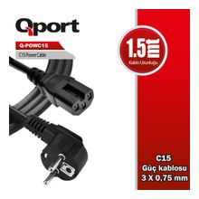 QPORT Q-POWC15  1.5m C15 GÜÇ KABLOSU