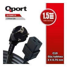 QPORT Q-POWC19  1.5m C19 GÜÇ KABLOSU