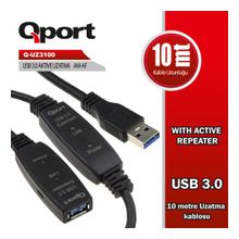 QPORT Q-UZ3100 10m USB3.0 UZATMA KABLOSU,REPATERLI