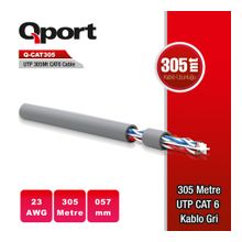 Qport Q-CAT6 305m CAT6 gri 23AWG kablo