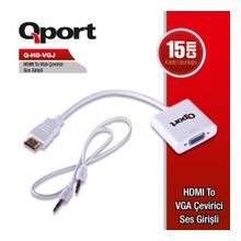 QPORT Q-HD-VGJ HDMI =>VGA DİŞİ ÇEVİRİCİ+SES