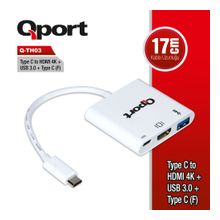 QPORT Q-TH03 TYPE C=>HDMI 4K+USB3.0+TYPE C(F) 4K Ç